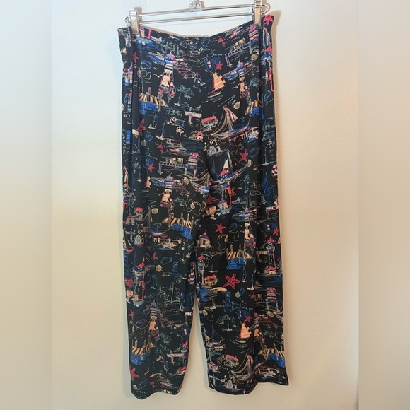 Chico's Travelers Novelty Sea Themed Print Wide Leg Crop Pants Size S - Picture 2 of 8